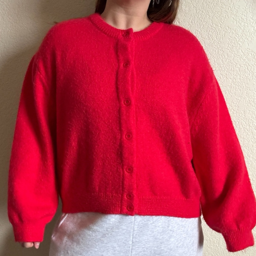 Daily Drills red knit cardigan